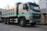 Black 371 HP 8x4 Tugas Berat Dump Truck Dengan ZF8118 Kemudi Gear Box Dan HW76 Cab
