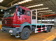 Warna putih Beiben 6x6 2634PZ 30Ton 340hp 10 wheeler Cross country Kontainer Datar Bed Truck untuk DR CONGO