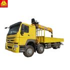 Kuning 8x4 Cargo Berat 12T Boom Truck Crane Dimensi 12484 * 2496 * 4125