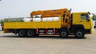 Kuning 8x4 Cargo Berat 12T Boom Truck Crane Dimensi 12484 * 2496 * 4125