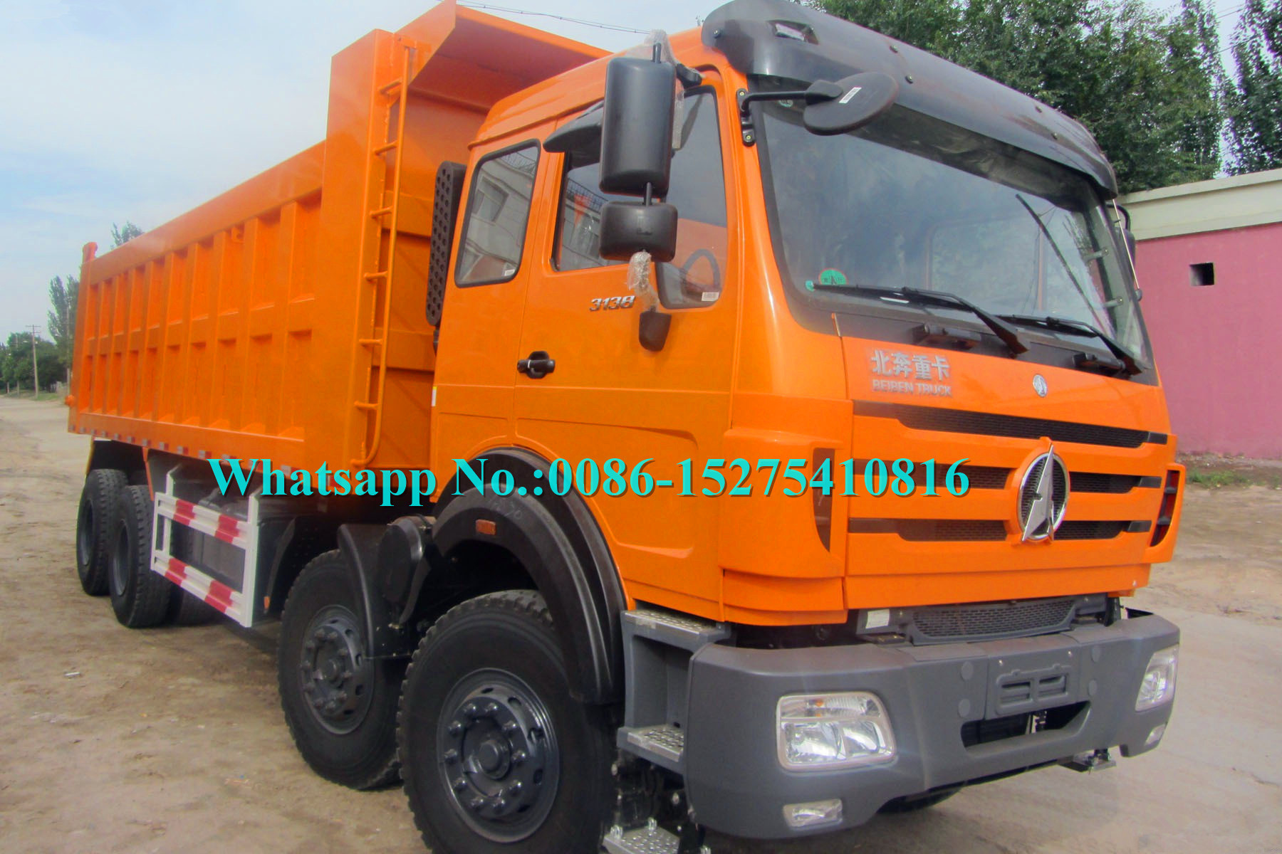 Orange BEIBEN North Benz Dump Truck, 12 Wheeler 8x4 Tipper Truck NG80B
