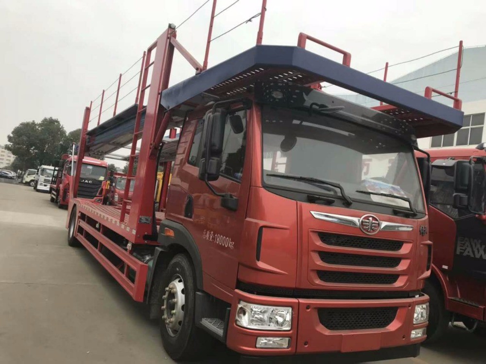FAW CA1560 4x2 Double Layers Flatbed Truck Untuk Mengangkut Mobil Tipe Transmisi Manual
