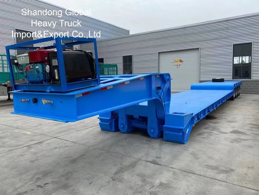 100 Ton Low Bed Semi Trailer with Reinforced High-Tensile Steel and Hydraulic Ramp System for Heavy Equipment Transport
