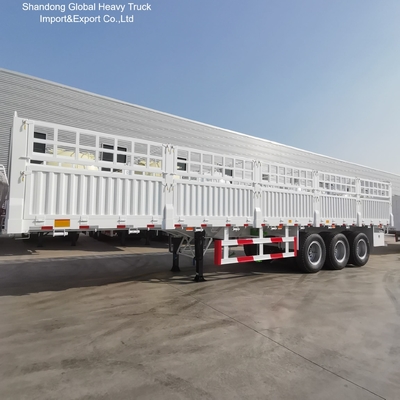 3 Axle Steel Fence Semi-Trailer untuk Pengangkutan Barang Bulk