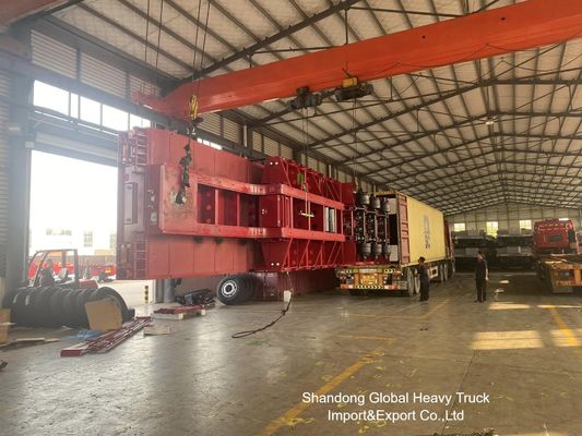 3 poros 60t Low Loader Semi Trailer untuk Pengangkutan Kargo Berat