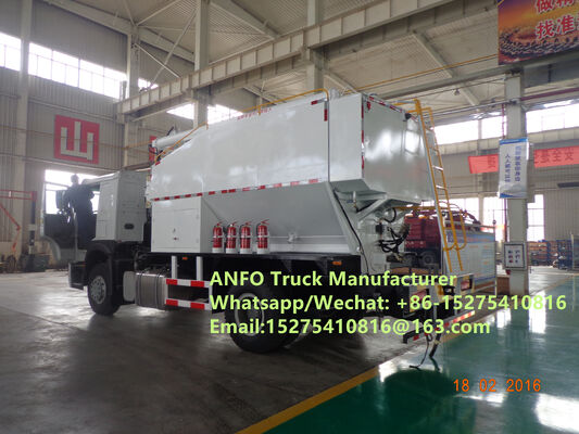 Mesin pencampur dan pengisian di tempat BCLH-10/15/20/30T HOWO yang tahan lama dan andal, truk ANFO amonium granular, layanan peledakan emulsi, unit manufaktur bahan peledak bergerak untuk pengeboran MEMU MMU
