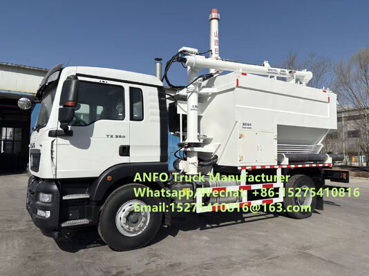 Performa off-road yang baik 6x6 8x8 10/15/20/30T pencampuran di lokasi dan pengisian bahan peledak curah ANFO Truk Emulsi Layanan peledakan Pengeboran Zambia/Zimbabwe/Tanzania/Ghana/Guinea/Namibia/Guyana