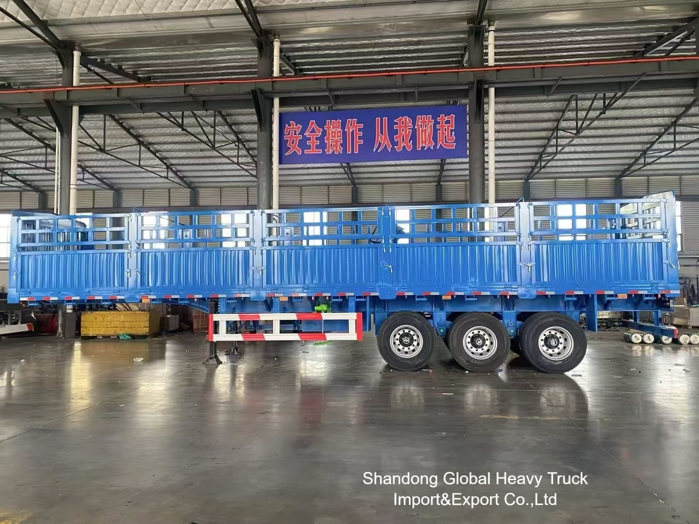 3 poros 50 Ton pagar Semi trailer dengan suspensi udara