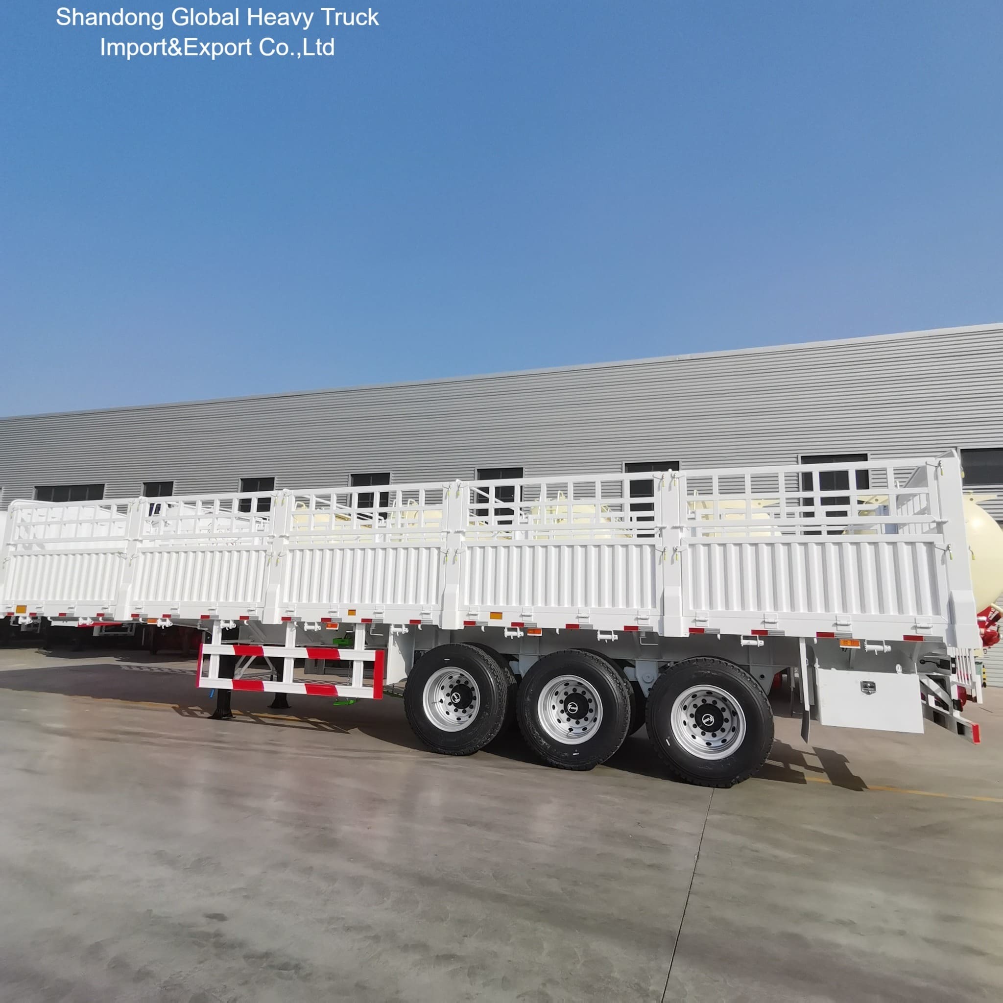 3 Axle Steel Fence Semi-Trailer untuk Pengangkutan Barang Bulk